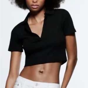 Zara polo cropped tee